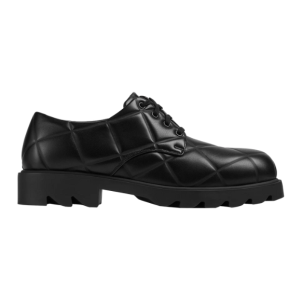 Bottega Veneta Padded Leather Strut Grid Lace-Up Shoes Black