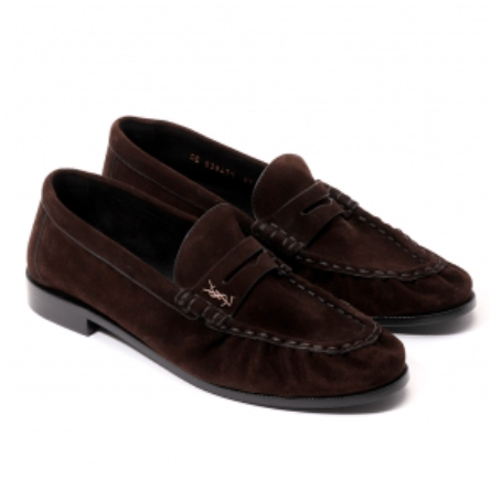 LE brown suede loafers