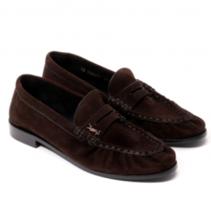 LE brown suede loafers