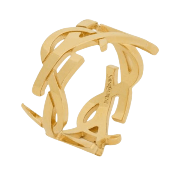 (W) Saint Laurent Cassandre Metal Scarf Ring Gold
