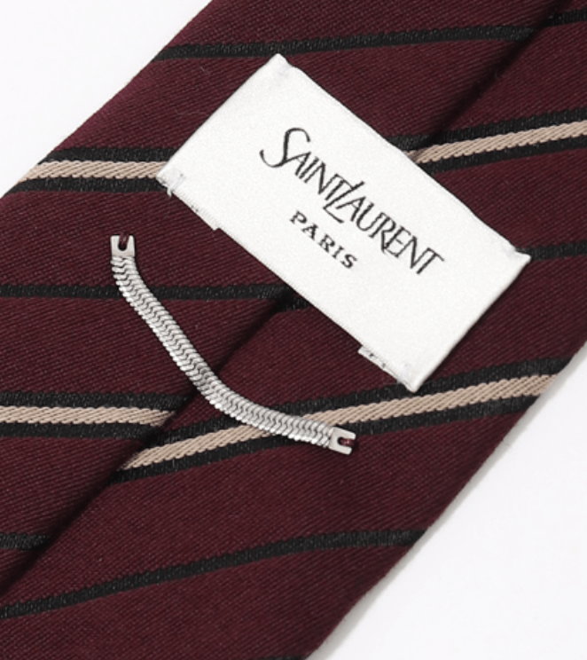 Saint Laurent Burgundy Striped tie