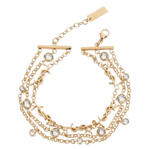 (W) Saint Laurent Cassandre Multi-Chain Bracelet In Metal And Crystal Crystal Gold