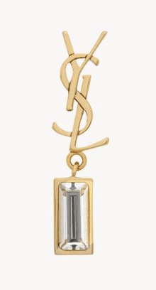 Cassandre single earring in metal and rhinestones