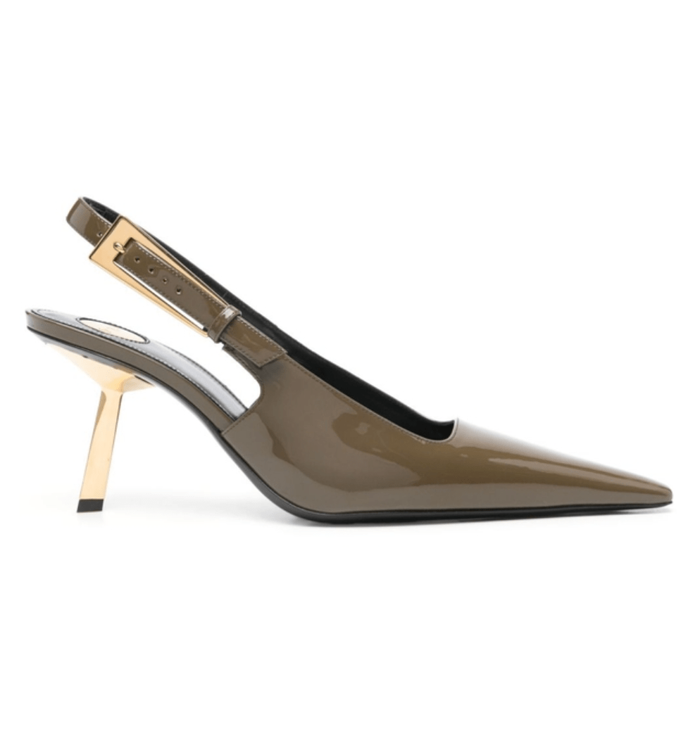 Saint Laurent green slingback heels