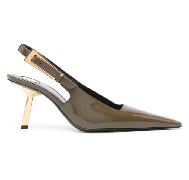 Saint Laurent green slingback heels