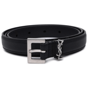 Monogram Leather Belt - Black/Silver