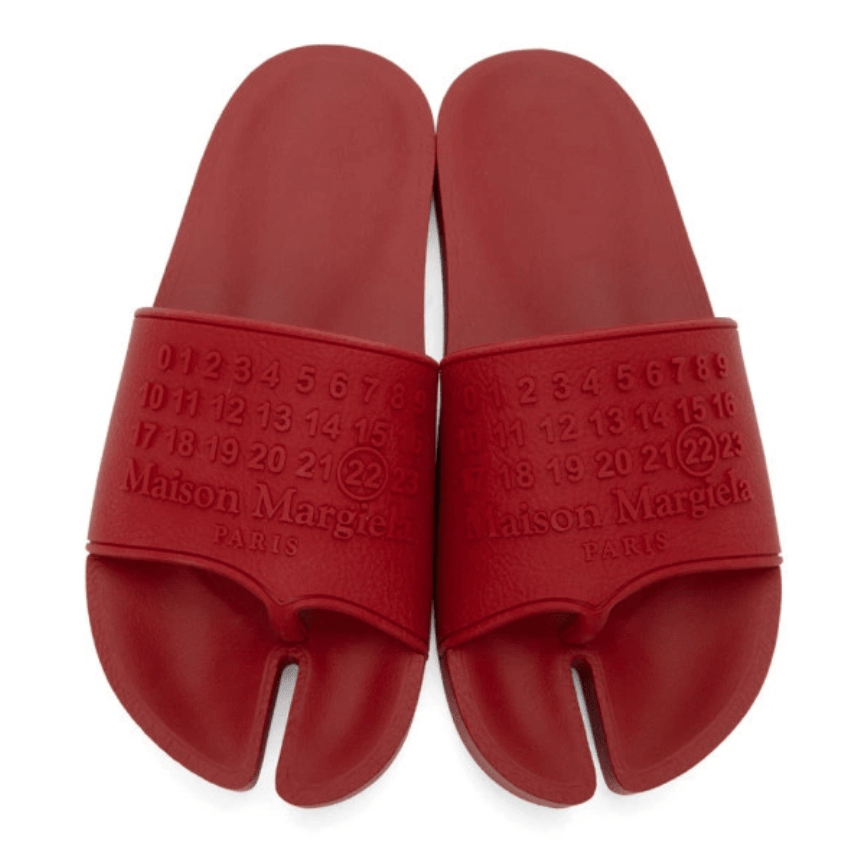 (W) Maison Margiela Tabi Numbers Slippers Red