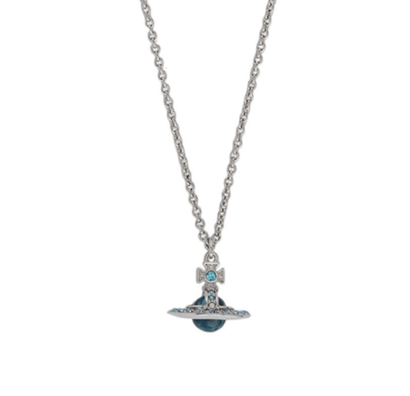 Vivienne Westwood New Tiny Orb Blue Pendant Necklace