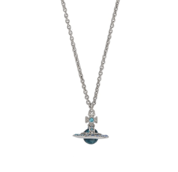 Vivienne Westwood New Tiny Orb Blue Pendant Necklace