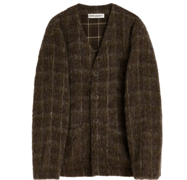 OUR LEGACY Dorf Check Hairy Wool Cardigan
