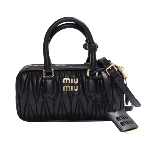 Miu Miu Arcadie Matelasse Nappa Leather Mini Bag Black