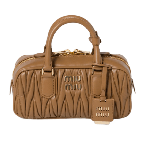 Miu Miu Arcadie Matelasse Nappa Leather Bag Caramel