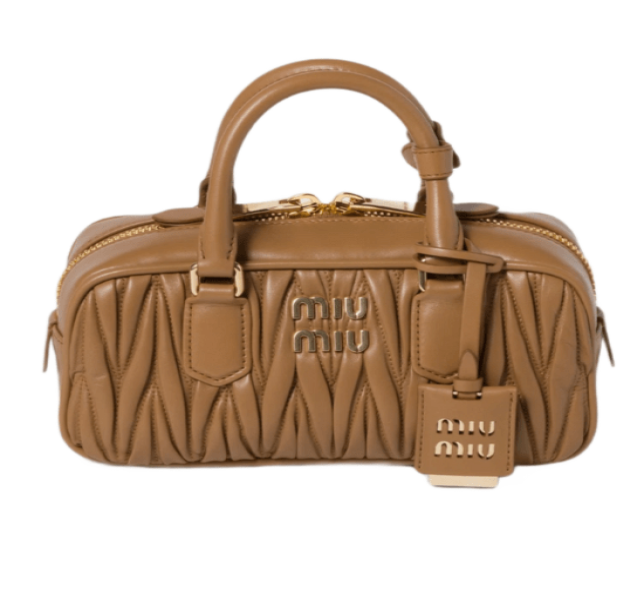 Miu Miu Arcadie Matelasse Nappa Leather Bag Caramel