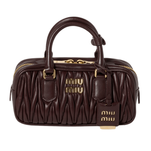 Miu Miu Arcadie Matelasse Nappa Leather Bag Brown