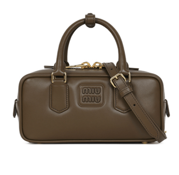 Miu Miu Arcadie Leather Regular Bag Tundra