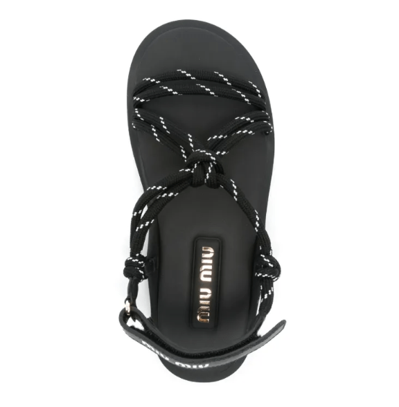 MIU MIU Braided Strap Leather Sandals