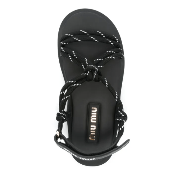 MIU MIU Braided Strap Leather Sandals
