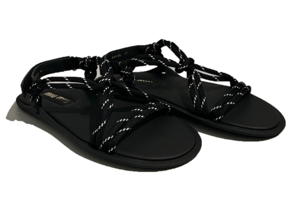 MIU MIU Braided Strap Leather Sandals