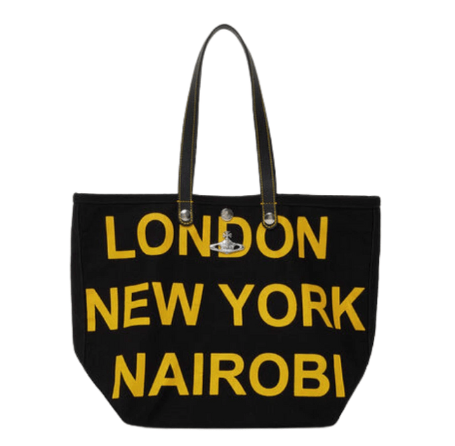 Vivienne Westwood Utility Small Shopper Black Yellow Print