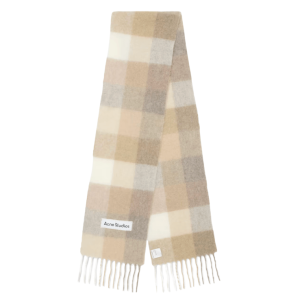 Mohair checked scarf - Peach White Beige