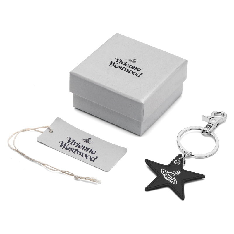 SMOOTH LEATHER INJECTED ORB STAR KEYRING 