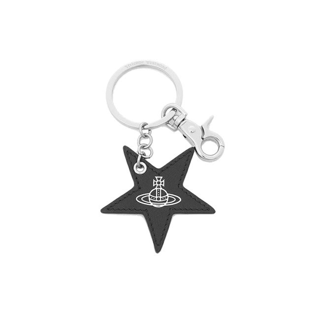 SMOOTH LEATHER INJECTED ORB STAR KEYRING 