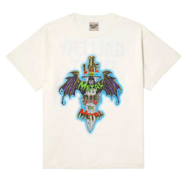 GALLERY DEPT. Live for Metal Glitter Print Cotton Jersey T-Shirt