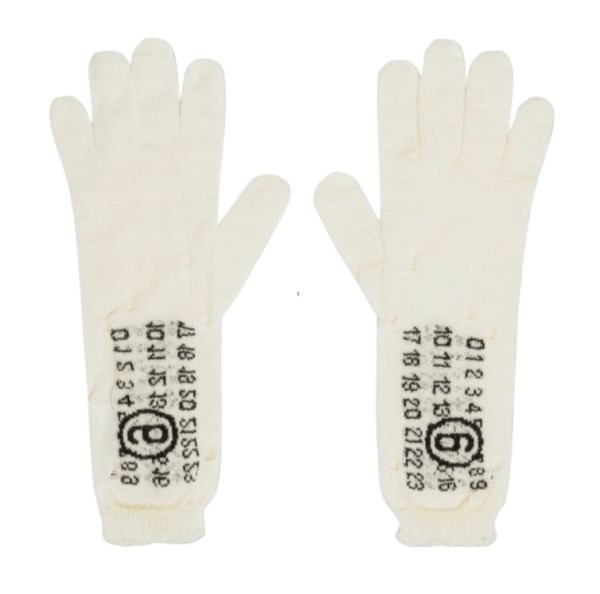 MM6 Maison Margiela Grey Wool Gloves WHITE