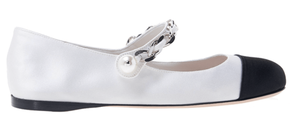 (W) Miu Miu Patent Satin Ballerinas White Black