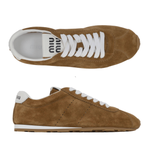 (W) Miu Miu Plume Suede Sneakers Cinnamon