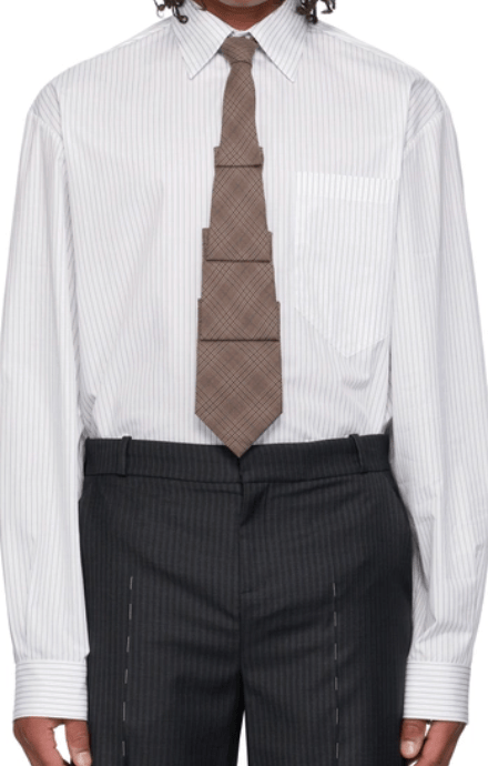 PLEATED TIE DIRTY BROWN GLEN PLAID
