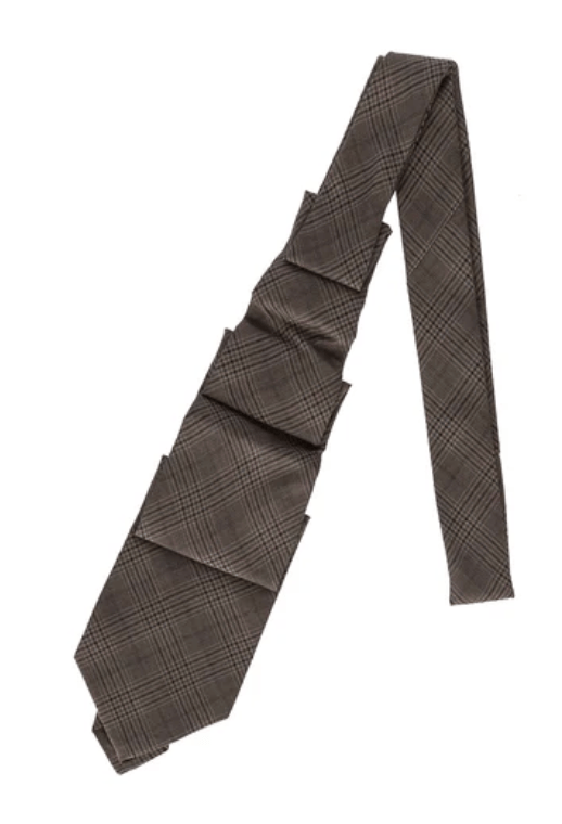 PLEATED TIE DIRTY BROWN GLEN PLAID