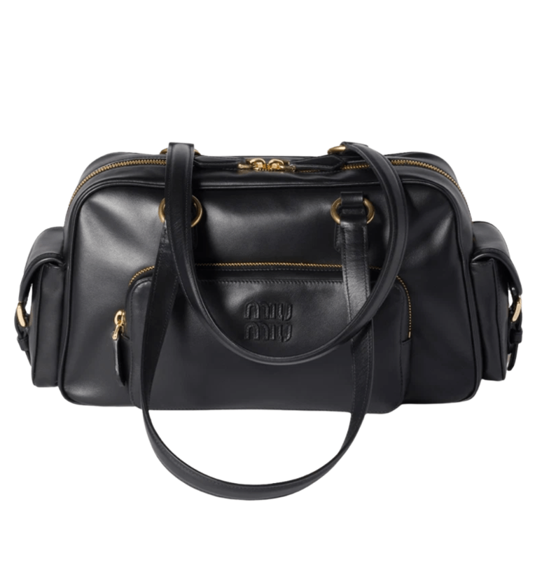 Miu Miu Nappa Leather Pocket Top Handle Bag Black