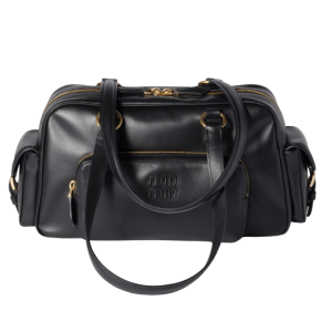 Miu Miu Nappa Leather Pocket Top Handle Bag Black