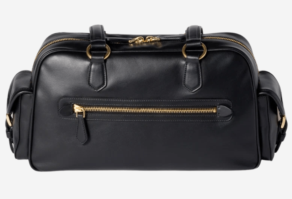 Miu Miu Nappa Leather Pocket Top Handle Bag Black