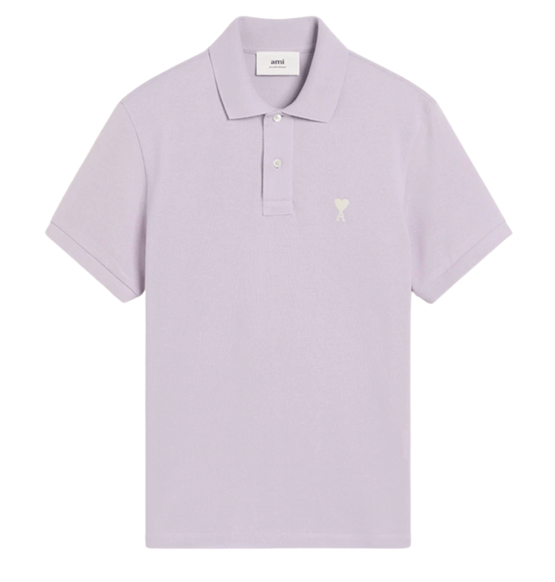 AMI de Coeur Oragnic Cotton Polo Shirt Lilac Off White
