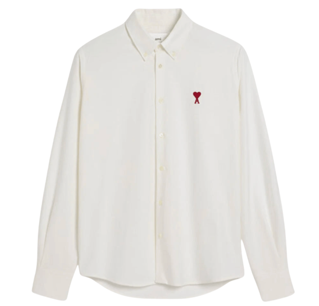 AMI de Coeur Cotton Oxford Button Down Shirt Natural White