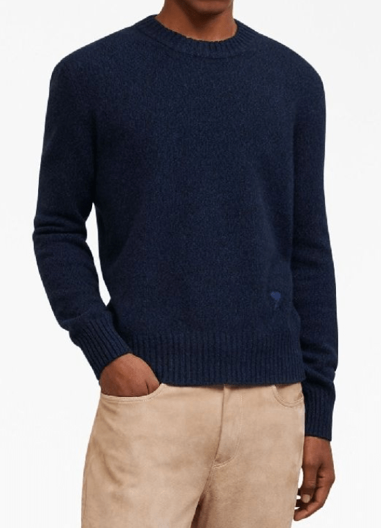 AMI Tonal de Coeur Crewneck Sweater Night Blue