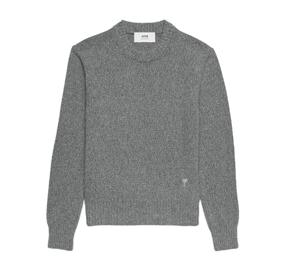 AMI Tonal de Coeur Crew Neck Sweater Heather Grey
