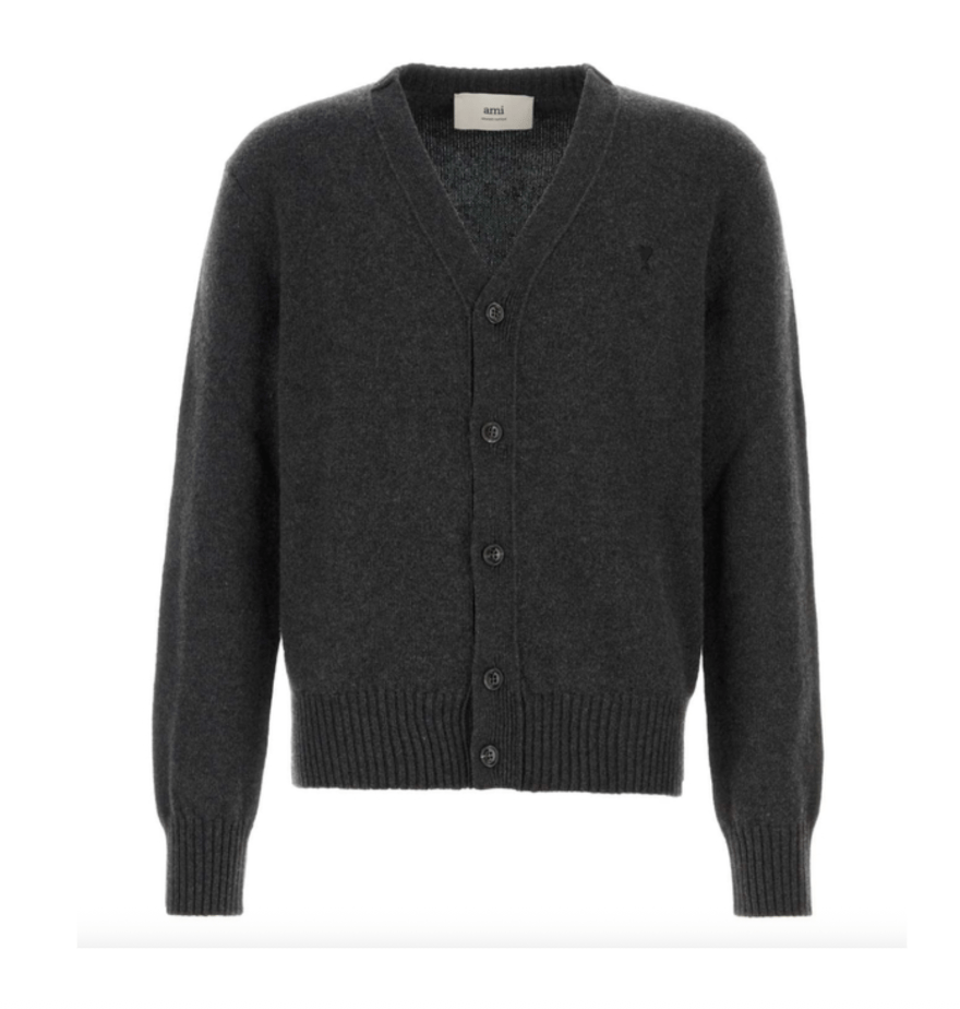 AMI de Coeur Cashmere Wool Cardigan Anthracite