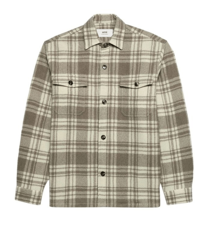 AMI Plaid Wool Shirt Jacket