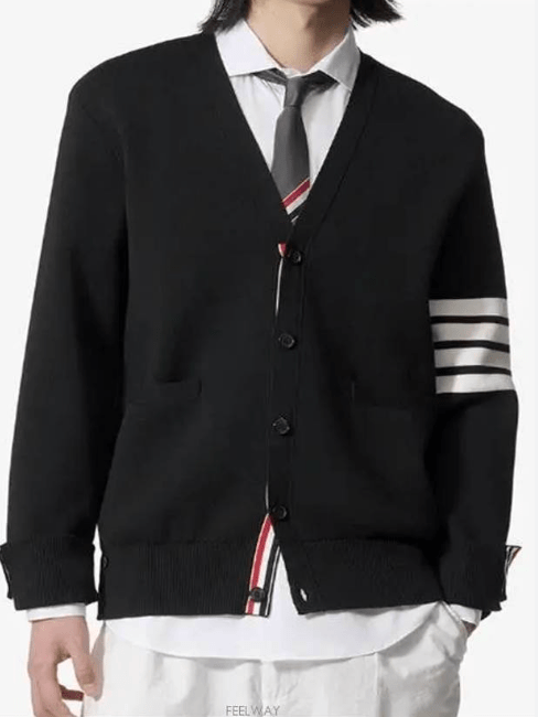 Thom Browne Milano Stitch 4-Bar Cardigan Black