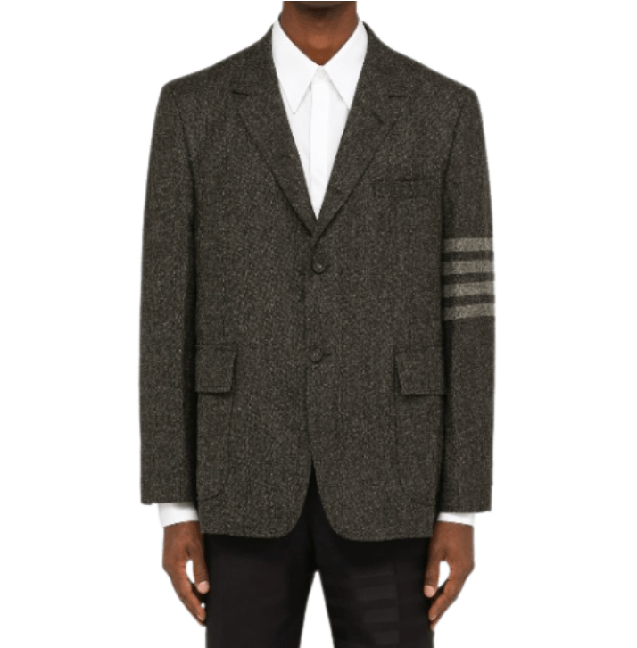 Thom Browne Donegal Tweed 4-Bar Straight Fit Sport Coat Dark Grey