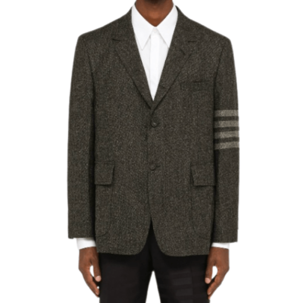 Thom Browne Donegal Tweed 4-Bar Straight Fit Sport Coat Dark Grey