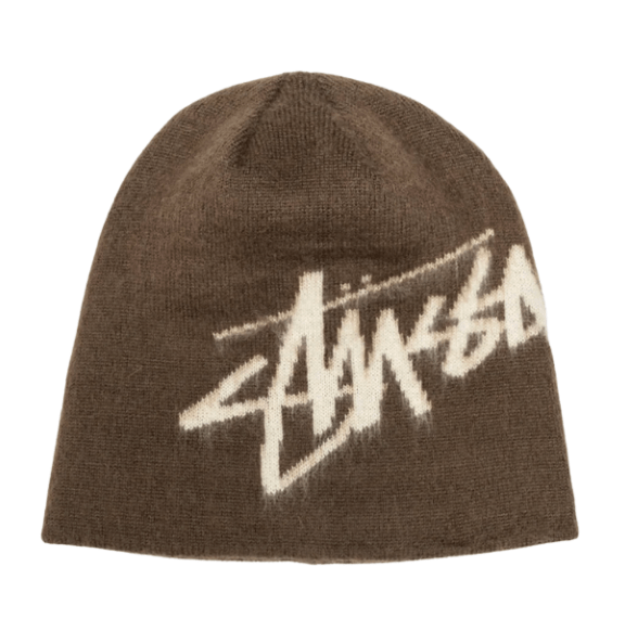 Stussy Brushed Out Stock Skullcap Beanie Brown