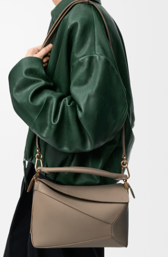 Loewe Small Puzzle Edge Bag in Soft Grain Calfskin Taupe