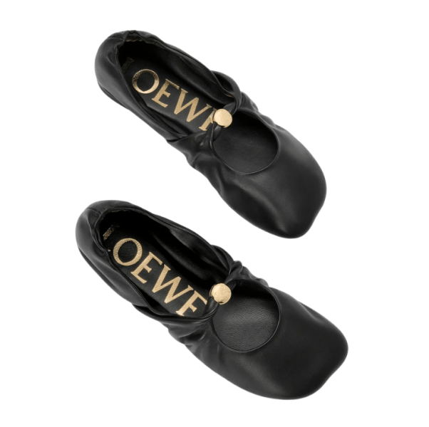 Pebble Soft ballerina in nappa lambskin BLACK