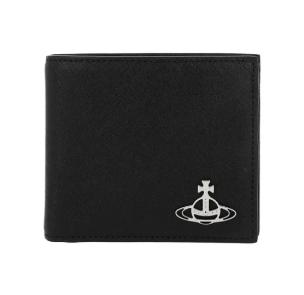 Vivienne Westwood Saffiano Logo Leather Bi-Fold Wallet Black