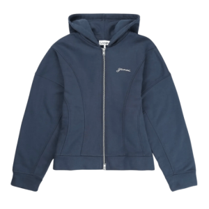  GANNI Heavy Fleece Zip-Up Hoodie - Sky Captain