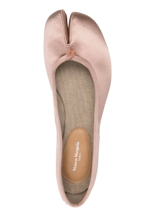 (W) Maison Margiela Satin Tabi Ballerina Shoes Dusty Rose